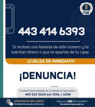 Localiza Fiscalía General a adolescente víctima de extorsión virtual, en Apatzingán