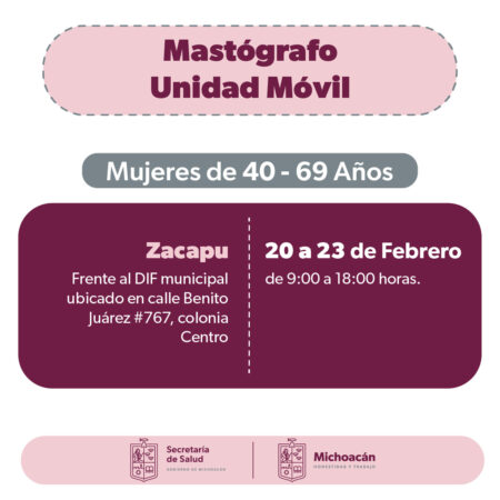 Invita SSM a jornada de mastografías gratuitas en Zacapu