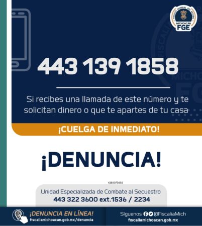 Localiza Fiscalía General a una adolescente víctima de secuestro virtual, en Morelia