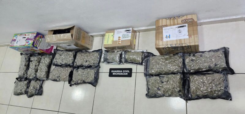 En Morelia, Guardia Civil asegura más de 7 kilogramos de marihuana