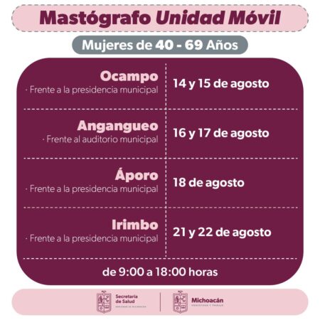 Llevará SSM mastografías gratuitas al Oriente de Michoacán