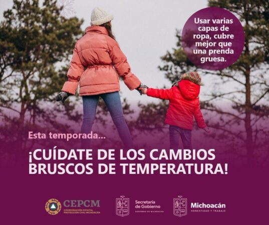 Este lunes, prevén temperaturas de entre 0 a 5 grados y lluvias, pide PC extremar precauciones