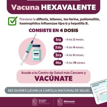 Protege a los menores de 18 meses contra 6 enfermedades infecciosas con esta vacuna