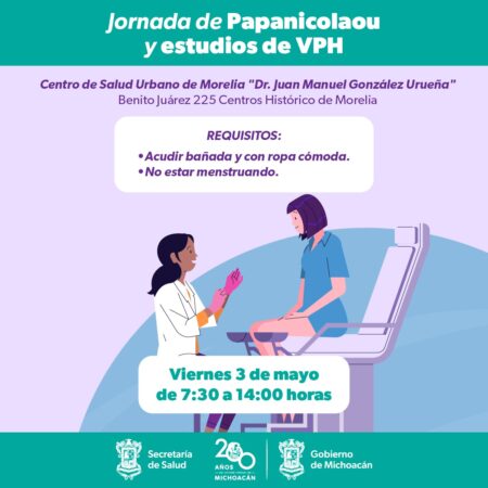 Realizará SSM estudios gratuitos de Papanicolaou y VPH en Morelia