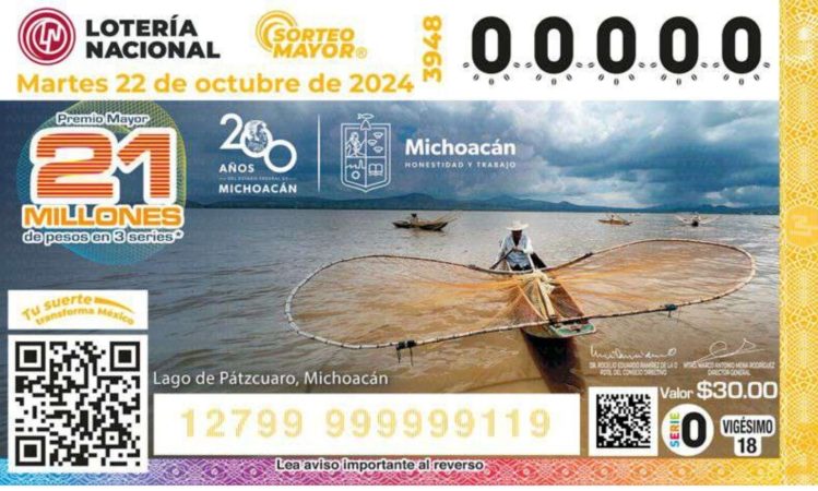 Cachito de lotería del lago de Pátzcuaro promueve riqueza cultural de Michoacán