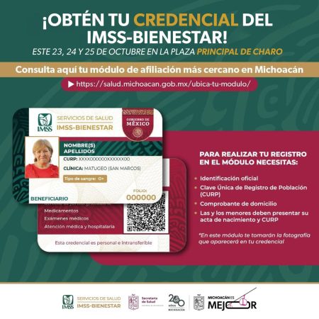 ¿Aún no tienes tu credencial del IMSS Bienestar? Anuncian fechas para tramitarla en Charo